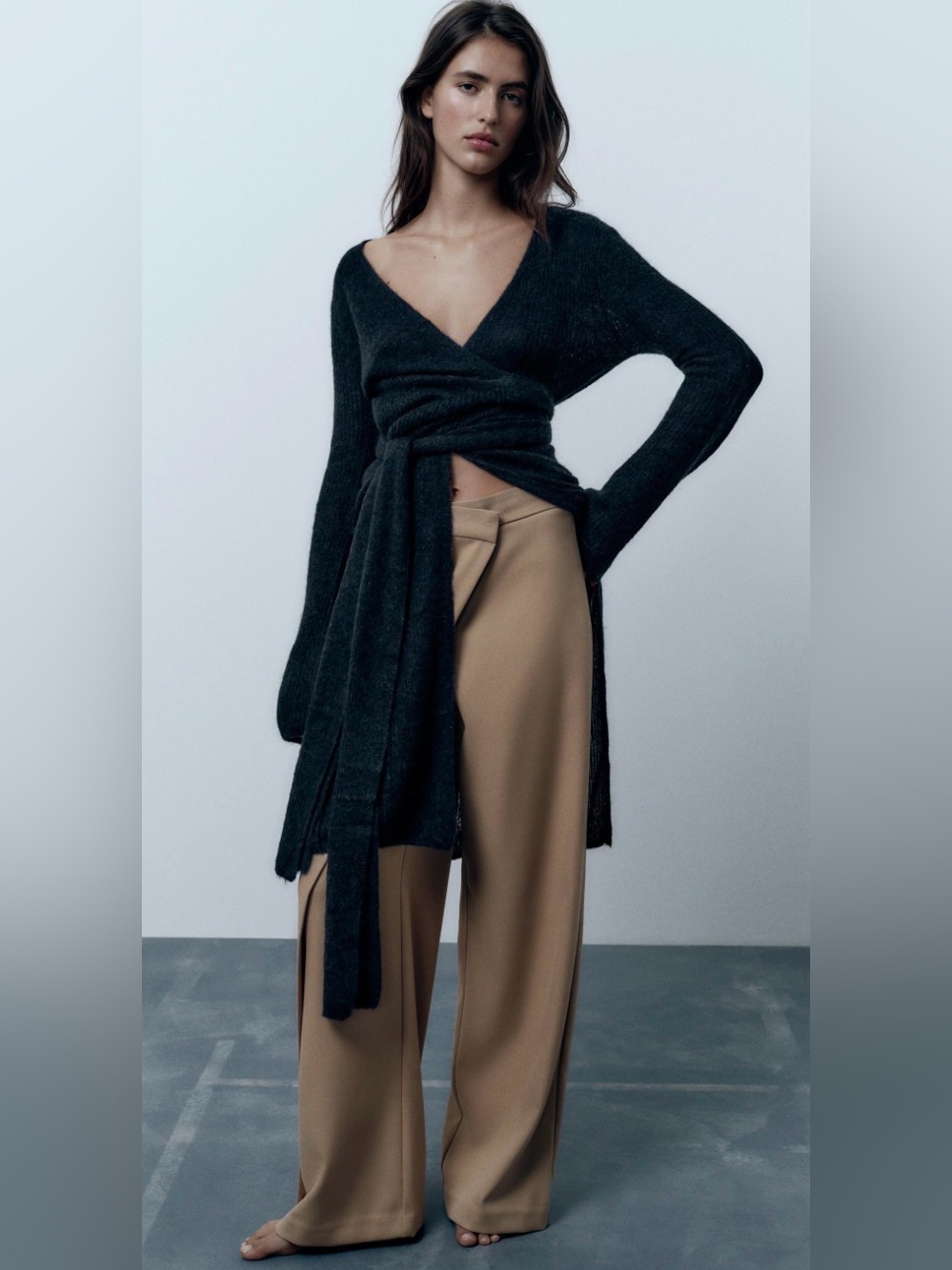 ✨ Zara Wool & Alpaca Blend Wrap Cardigan